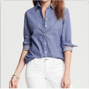 Banana Republic blue button up shirt nautical anchor pattern size XS